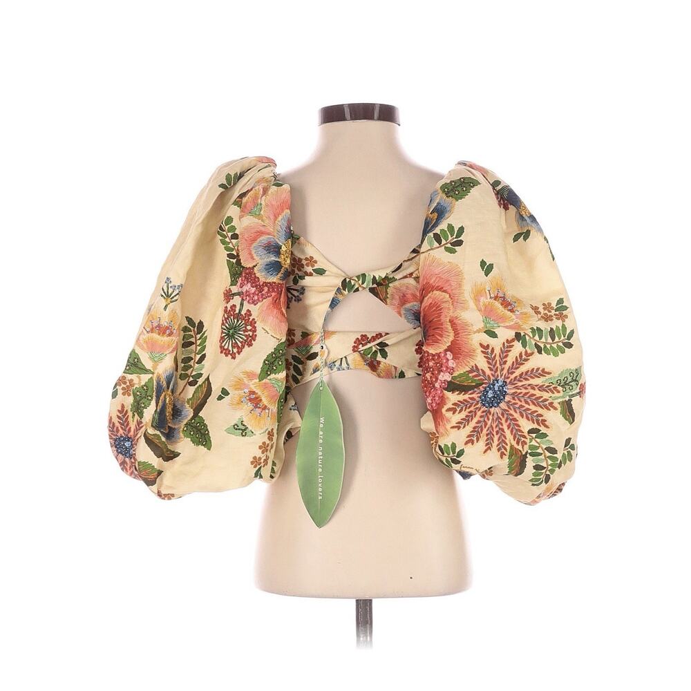 NWT FARM Rio Delicate Garden Crop Top Puff Sleeves XXS 2XS - Picture 4 of 4